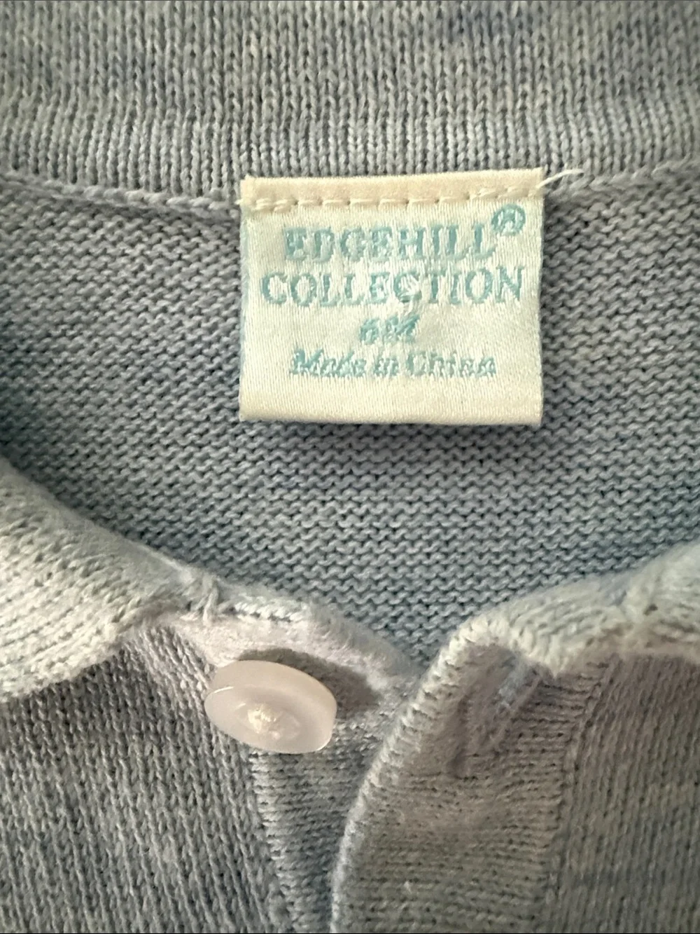 Edgehill Collection Light Blue Knit Polo Set with Cream Trim